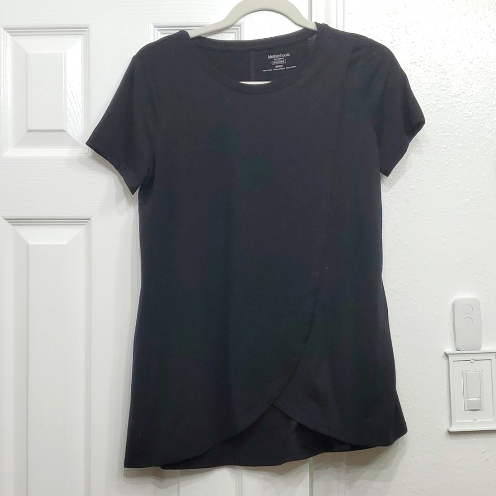 Black nursing fall short sleeve shirt/ blouse